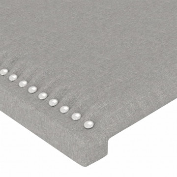 Tăblie de pat cu LED, gri deschis, 83x16x118/128 cm, textil - Img 6