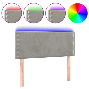 Tăblie de pat cu LED, gri deschis, 90x5x78/88 cm, catifea - Img 2