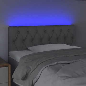 Tăblie de pat cu LED, gri deschis, 90x7x78/88 cm, textil - Img 3