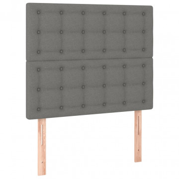 Tăblie de pat cu LED, gri închis, 100x5x118/128 cm, textil - Img 4