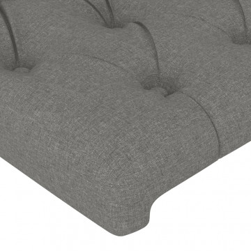 Tăblie de pat cu LED, gri închis, 103x16x118/128 cm, textil - Img 6