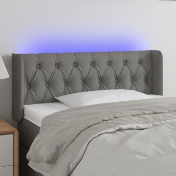 Tăblie de pat cu LED, gri închis, 103x16x78/88 cm, textil - Img 1