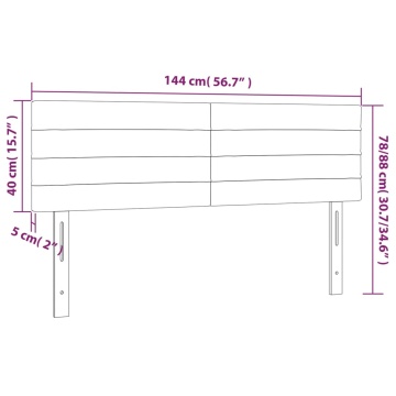 Tăblie de pat cu LED, gri închis, 144x5x78/88 cm, textil - Img 5