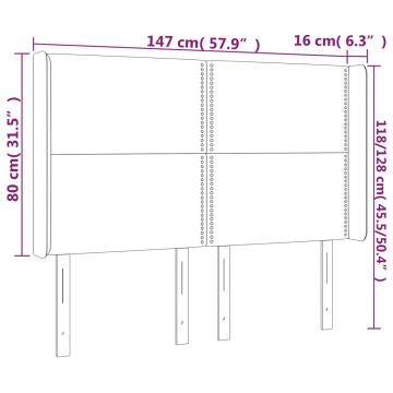 Tăblie de pat cu LED, gri închis, 147x16x118/128 cm, catifea - Img 5