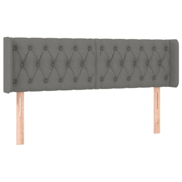 Tăblie de pat cu LED, gri închis, 147x16x78/88 cm, textil - Img 3