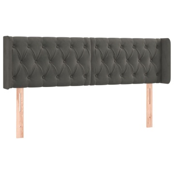 Tăblie de pat cu LED, gri închis, 163x16x78/88 cm, catifea - Img 3