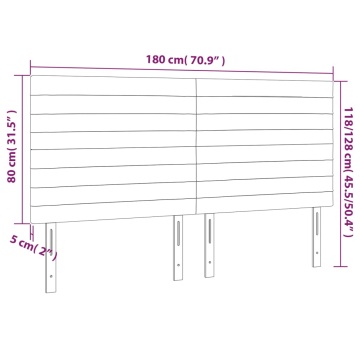 Tăblie de pat cu LED, gri închis, 180x5x118/128 cm, textil - Img 5