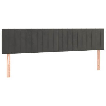 Tăblie de pat cu LED, gri închis, 180x5x78/88 cm, catifea - Img 4