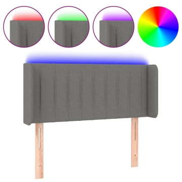 Tăblie de pat cu LED, gri închis, 83x16x78/88 cm, textil - Img 2
