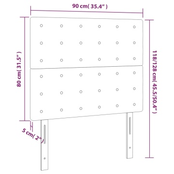 Tăblie de pat cu LED, gri închis, 90x5x118/128 cm, catifea - Img 5