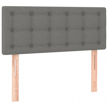 Tăblie de pat cu LED, gri închis, 90x5x78/88 cm, textil - Img 4