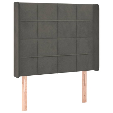 Tăblie de pat cu LED, gri închis, 93x16x118/128 cm, catifea - Img 3