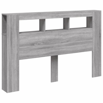 Tăblie de pat cu LED, gri sonoma, 160x18,5x103,5 cm, lemn - Img 8