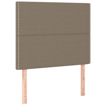 Tăblie de pat cu LED, gri taupe, 100x5x118/128 cm, textil - Img 4