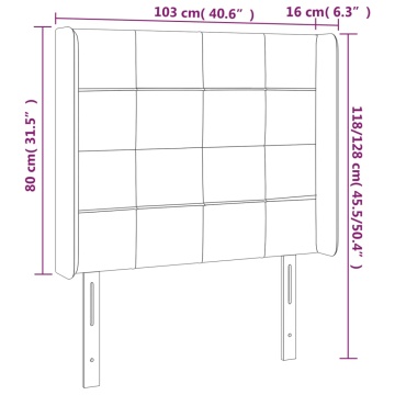 Tăblie de pat cu LED, gri taupe, 103x16x118/128 cm, textil - Img 5