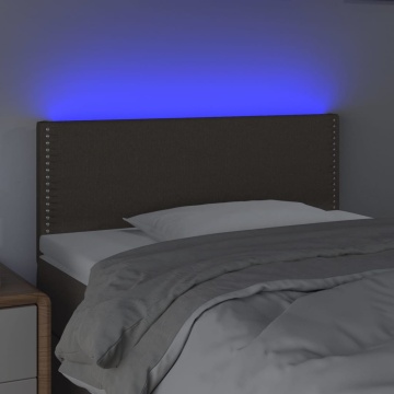 Tăblie de pat cu LED, gri taupe, 90x5x78/88 cm, textil - Img 3
