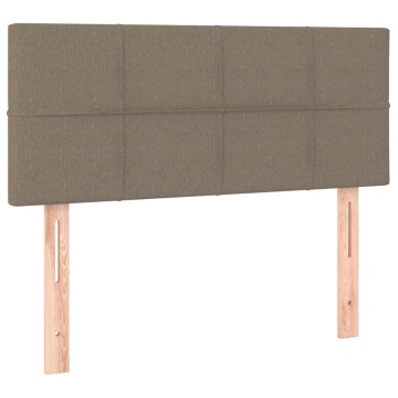 Tăblie de pat cu LED, gri taupe, 90x5x78/88 cm, textil - Img 4