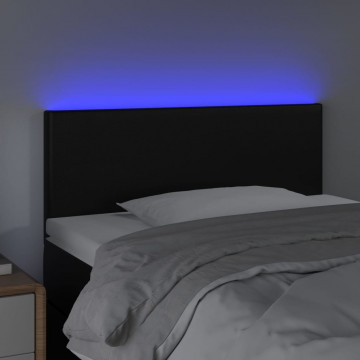 Tăblie de pat cu LED, negru, 100x5x78/88 cm, piele ecologică - Img 3