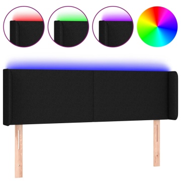 Tăblie de pat cu LED, negru, 147x16x78/88 cm, textil - Img 2