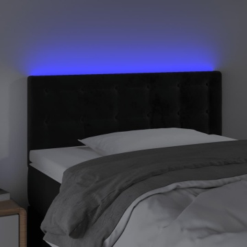 Tăblie de pat cu LED, negru, 80x5x78/88 cm, catifea - Img 3