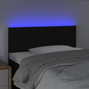 Tăblie de pat cu LED, negru, 80x5x78/88 cm, textil - Img 3