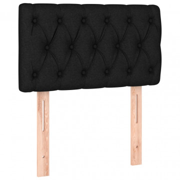 Tăblie de pat cu LED, negru, 80x7x78/88 cm, textil - Img 4