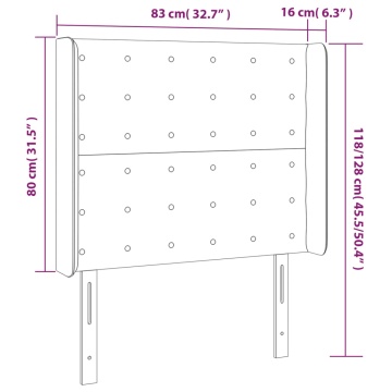 Tăblie de pat cu LED, negru, 83x16x118/128 cm, catifea - Img 5