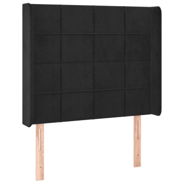 Tăblie de pat cu LED, negru, 83x16x118/128 cm, catifea - Img 3