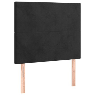 Tăblie de pat cu LED, negru, 90x5x118/128 cm, catifea - Img 4