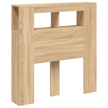 Tăblie de pat cu LED, stejar sonoma, 100x18,5x103,5 cm, lemn - Img 3