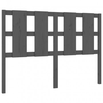 Tăblie de pat, gri, 125,5x4x100 cm, lemn masiv de pin - Img 2