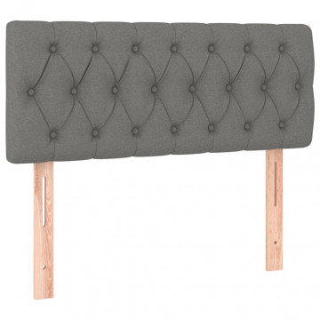 Tăblie de pat, gri închis, 90x7x78/88 cm, textil - Img 2