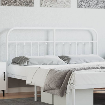 Tăblie de pat metalică, alb, 160 cm - Img 1