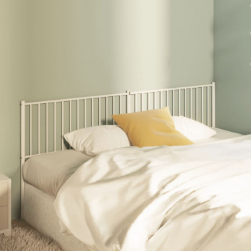 Tăblie de pat metalică, alb, 206x3x90 cm - Img 1