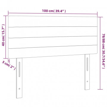 Tăblie de pat, negru, 100x5x78/88 cm, textil - Img 7