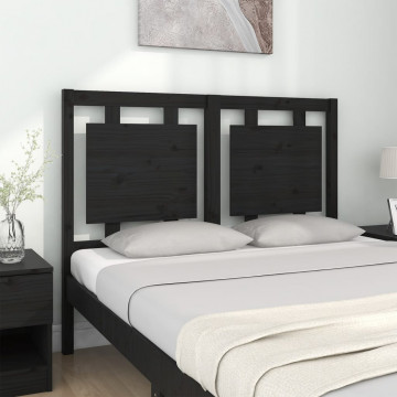 Tăblie de pat, negru, 125,5x4x100 cm, lemn masiv de pin - Img 3