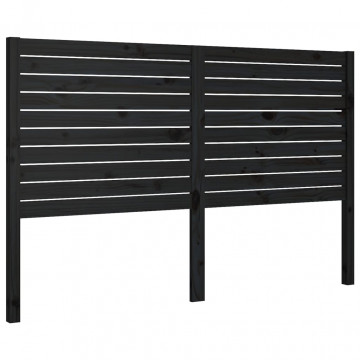 Tăblie de pat, negru, 126x4x100 cm, lemn masiv de pin - Img 2