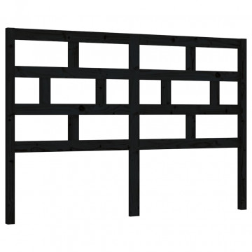 Tăblie de pat, negru, 141x4x100 cm, lemn masiv de pin - Img 2