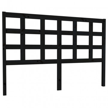 Tăblie de pat, negru, 145,5x4x100 cm, lemn masiv de pin - Img 2