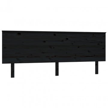 Tăblie de pat, negru, 204x6x82,5 cm, lemn masiv de pin - Img 2
