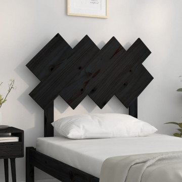Tăblie de pat, negru, 92x3x81 cm, lemn masiv de pin - Img 3