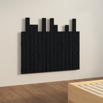 Tăblie de pat pentru perete, negru, 95,5x3x80 cm lemn masiv pin - Img 4