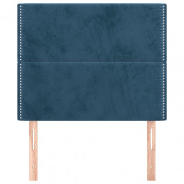 Tăblii de pat, 2 buc, albastru închis, 100x5x78/88 cm, catifea - Img 3