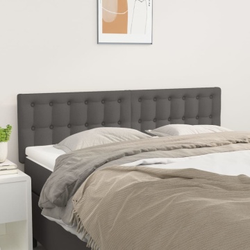 Tăblii de pat, 2 buc., gri, 72x5x78/88 cm, piele ecologică - Img 1