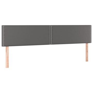 Tăblii de pat, 2 buc, gri, 90x5x78/88 cm, piele ecologică - Img 2