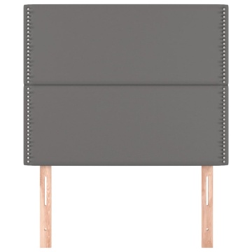 Tăblii de pat, 2 buc, gri, 90x5x78/88 cm, piele ecologică - Img 3