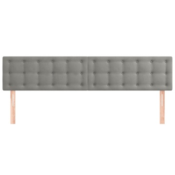 Tăblii de pat, 2 buc, gri deschis, 100x5x78/88 cm, catifea - Img 3