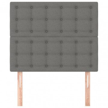 Tăblii de pat, 2 buc, gri închis, 100x5x78/88 cm, textil - Img 3