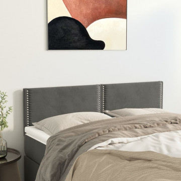 Tăblii de pat, 2 buc., gri închis, 72x5x78/88 cm, catifea - Img 1