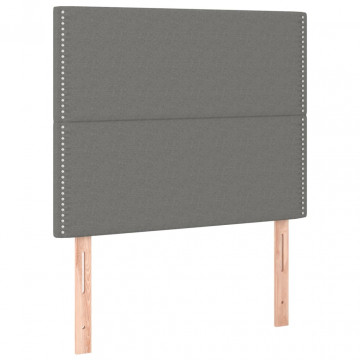 Tăblii de pat, 2 buc, gri închis, 80x5x78/88 cm, textil - Img 2